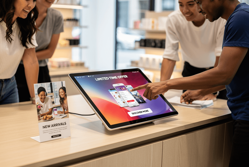 PLV interactif sur comptoir avec écran